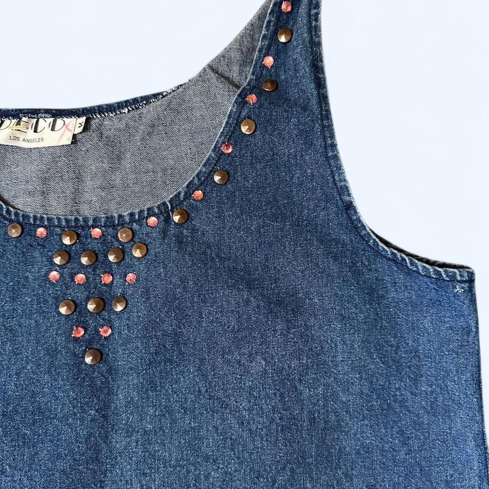Vintage Studded Denim Tank Top - DECO LA - M - Picture 2 of 5